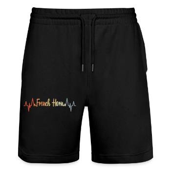 Retro Horn Heartbeat - Stanley/Stella Trainer Unisex Organic Jogging Shorts - black - Front - Nik (191cm) & Marisol (170cm)