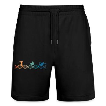 Skiing is in my DNA - Stanley/Stella Trainer Unisex Organic Jogging Shorts - black - Front - Nik (191cm) & Marisol (170cm)