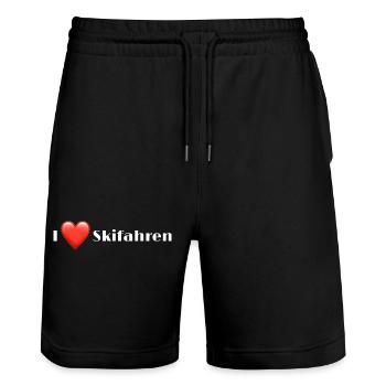 I love Skifahren - Stanley/Stella Unisex Bio Joggingshorts Trainer  - Schwarz - Vorne - Nik (191cm) & Marisol (170cm)