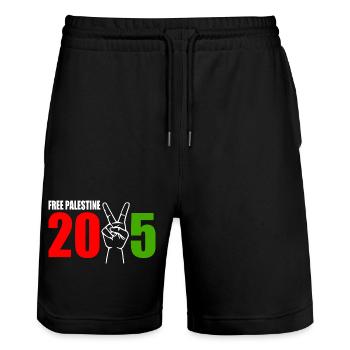 Free palestine 2025 - Stanley/Stella Unisex Bio Joggingshorts Trainer  - Schwarz - Vorne - Nik (191cm) & Marisol (170cm)