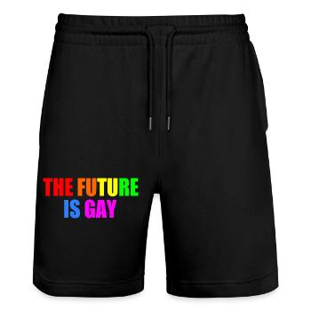 The future is gay - Stanley/Stella Trainer Unisex Organic Jogging Shorts - black - Front - Nik (191cm) & Marisol (170cm)