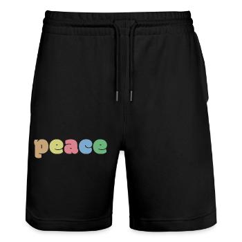 Couleurs de la paix - Short de jogging bio TRAINER Stanley/Stella unisexe - noir - Devant - Nik (191cm) & Marisol (170cm)