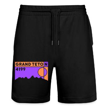 Grand Teton Finisher Hiking Wyoming Keepsake Gift - Stanley/Stella Trainer Unisex Organic Jogging Shorts - black - Front - Nik (191cm) & Marisol (170cm)