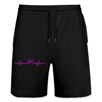 Fahrrad Bike Herzschlag - Stanley/Stella Unisex Bio Joggingshorts Trainer  - Schwarz - Vorne - Nik (191cm) & Marisol (170cm)