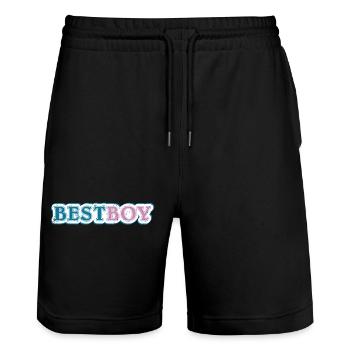 Bestboy claim shaded - Stanley/Stella Trainer Unisex Organic Jogging Shorts - black - Front - Nik (191cm) & Marisol (170cm)