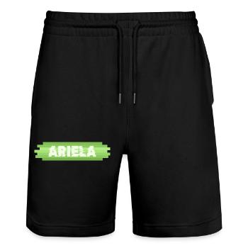 Ariela als Geschenkidee - Stanley/Stella Unisex Bio Joggingshorts Trainer  - Schwarz - Vorne - Nik (191cm) & Marisol (170cm)