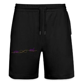 die liegende acht puresoul, gold-lilla - Stanley/Stella Unisex Bio Joggingshorts Trainer  - Schwarz - Vorne - Nik (191cm) & Marisol (170cm)