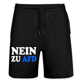 No to afd - Stanley/Stella Trainer Unisex Organic Jogging Shorts - black - Front - Nik (191cm) & Marisol (170cm)