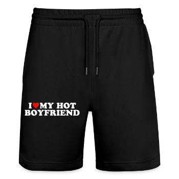 J’AIME MON PETIT AMI CHAUD Cadeau de la Saint-Valentin Amour - Short de jogging bio TRAINER Stanley/Stella unisexe - noir - Devant - Nik (191cm) & Marisol (170cm)