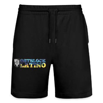 Ostblock Latino Ukrainer Ukraine Geschenk - Stanley/Stella Unisex Bio Joggingshorts Trainer  - Schwarz - Vorne - Nik (191cm) & Marisol (170cm)