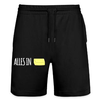 Everything in butter - Stanley/Stella Trainer Unisex Organic Jogging Shorts - black - Front - Nik (191cm) & Marisol (170cm)