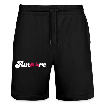 Amore Love Love Italy Fan Roller Police Cursive - Short de jogging bio TRAINER Stanley/Stella unisexe - noir - Devant - Nik (191cm) & Marisol (170cm)