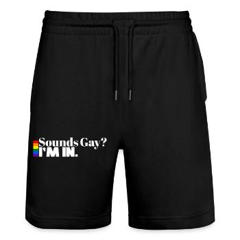 Cela vous semble gay ? Je suis partant. | Chemise Pride Statement - Short de jogging bio TRAINER Stanley/Stella unisexe - noir - Devant - Nik (191cm) & Marisol (170cm)