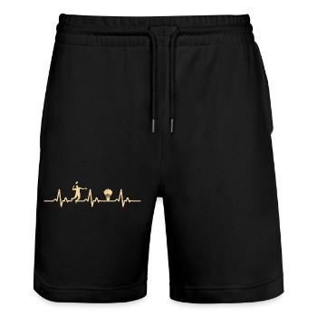 Badminton Herzschlag - Stanley/Stella Unisex Bio Joggingshorts Trainer  - Schwarz - Vorne - Nik (191cm) & Marisol (170cm)