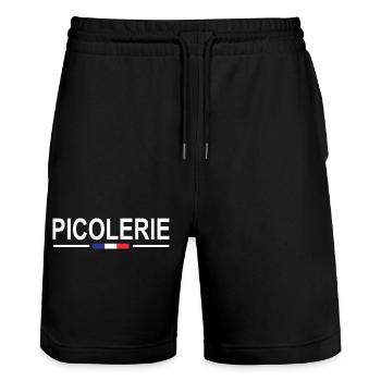 Nationalgetränk Humor Aperitif Gendarmerie Gendarmerie - Stanley/Stella Unisex Bio Joggingshorts Trainer  - Schwarz - Vorne - Nik (191cm) & Marisol (170cm)