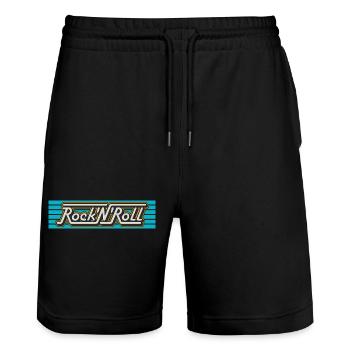 Rock 'N' Roll Retro Typography Logo - Stanley/Stella Trainer Unisex Organic Jogging Shorts - black - Front - Nik (191cm) & Marisol (170cm)