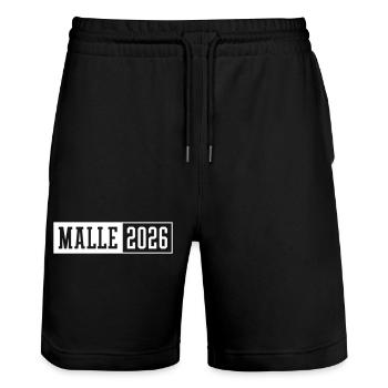 Malle 2026 - Stanley/Stella Trainer Unisex Organic Jogging Shorts - black - Front - Nik (191cm) & Marisol (170cm)