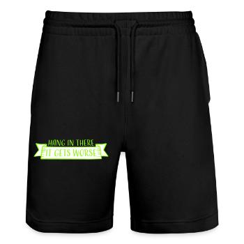 Hang In There It Gets Worse Funny Fun Saying - Stanley/Stella Trainer Unisex Organic Jogging Shorts - black - Front - Nik (191cm) & Marisol (170cm)