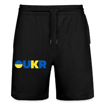 Ukraine - Short de jogging bio TRAINER Stanley/Stella unisexe - noir - Devant - Nik (191cm) & Marisol (170cm)