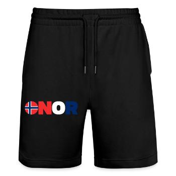 Norwegen - Stanley/Stella Unisex Bio Joggingshorts Trainer  - Schwarz - Vorne - Nik (191cm) & Marisol (170cm)