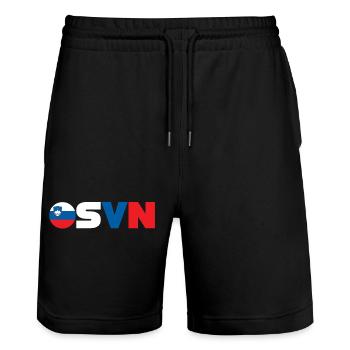 Slowenien - Stanley/Stella Unisex Bio Joggingshorts Trainer  - Schwarz - Vorne - Nik (191cm) & Marisol (170cm)