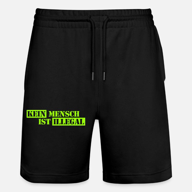 No One Is Illegal - Migration - Illegality - Stanley/Stella Trainer Unisex Organic Jogging Shorts - black