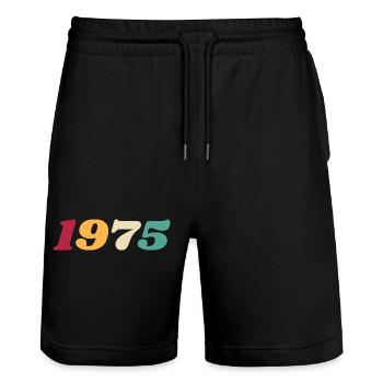 1975 Gift 1975 Anniversary 1975 Retro 1975 - Stanley/Stella Trainer Unisex Organic Jogging Shorts - black - Front - Nik (191cm) & Marisol (170cm)