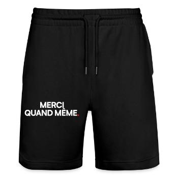 Merci quand même - Short de jogging bio TRAINER Stanley/Stella unisexe - noir - Devant - Nik (191cm) & Marisol (170cm)