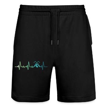 welder heartbeat welding - Stanley/Stella Trainer Unisex Organic Jogging Shorts - black - Front - Nik (191cm) & Marisol (170cm)