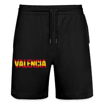 Valencia Flagge Spanien - Stanley/Stella Unisex Bio Joggingshorts Trainer  - Schwarz - Vorne - Nik (191cm) & Marisol (170cm)