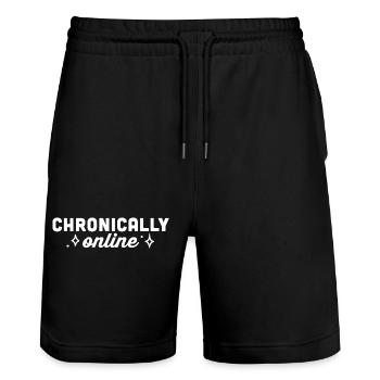 Chronically online funny doomscrolling - Stanley/Stella Trainer Unisex Organic Jogging Shorts - black - Front - Nik (191cm) & Marisol (170cm)