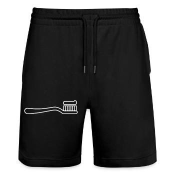 Toothbrush, Dentist, Brushing Teeth - Stanley/Stella Trainer Unisex Organic Jogging Shorts - black - Front - Nik (191cm) & Marisol (170cm)