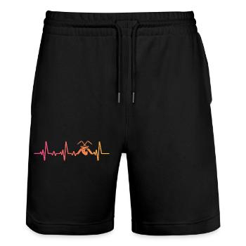 Schweißer Sunset Heartbeats Schweißen - Stanley/Stella Unisex Bio Joggingshorts Trainer  - Schwarz - Vorne - Nik (191cm) & Marisol (170cm)
