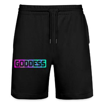 GODDESS - Stanley/Stella Trainer Unisex Organic Jogging Shorts - black - Front - Nik (191cm) & Marisol (170cm)