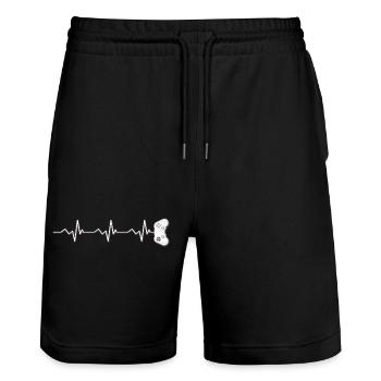 Gamer pulse - Stanley/Stella Trainer Unisex Organic Jogging Shorts - black - Front - Nik (191cm) & Marisol (170cm)