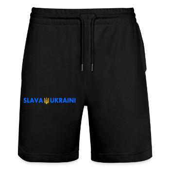Slava ukraini - Stanley/Stella Unisex Bio Joggingshorts Trainer  - Schwarz - Vorne - Nik (191cm) & Marisol (170cm)