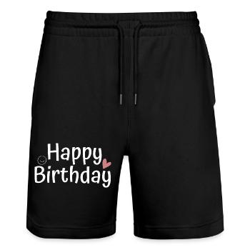 Bon anniversaire - Short de jogging bio TRAINER Stanley/Stella unisexe - noir - Devant - Nik (191cm) & Marisol (170cm)