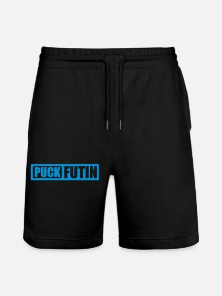 puck futin logo design - Stanley/Stella Trainer Unisex Organic Jogging Shorts - black