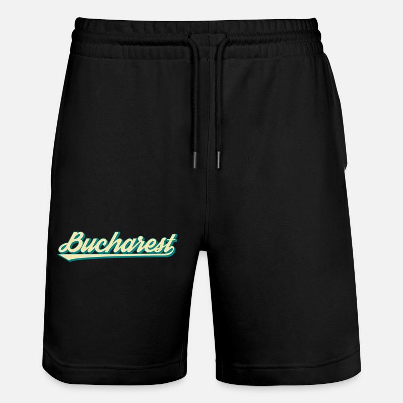 Bucharest Retro Script - Stanley/Stella Trainer Unisex Organic Jogging Shorts - black