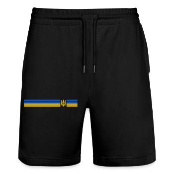 UKRAINE Sportive - Short de jogging bio TRAINER Stanley/Stella unisexe - noir - Devant - Nik (191cm) & Marisol (170cm)