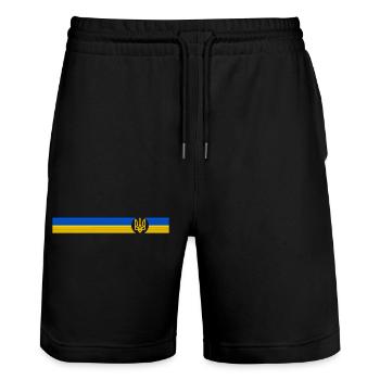UKRAINE Sportive - Short de jogging bio TRAINER Stanley/Stella unisexe - noir - Devant - Nik (191cm) & Marisol (170cm)