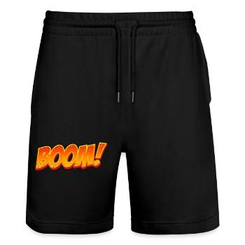 Boom! Explosives Shirt für den urbanen Style - Stanley/Stella Unisex Bio Joggingshorts Trainer  - Schwarz - Vorne - Nik (191cm) & Marisol (170cm)