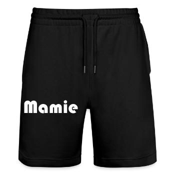 OMA. MUTTERTAG. ALLES GUTE ZUM GEBURTSTAG OMA. ICH LIEBE DICH - Stanley/Stella Unisex Bio Joggingshorts Trainer  - Schwarz - Vorne - Nik (191cm) & Marisol (170cm)