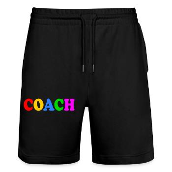 Coach - Stanley/Stella Trainer Unisex Organic Jogging Shorts - black - Front - Nik (191cm) & Marisol (170cm)