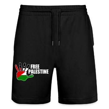 Free palestine - Stanley/Stella Unisex Bio Joggingshorts Trainer  - Schwarz - Vorne - Nik (191cm) & Marisol (170cm)