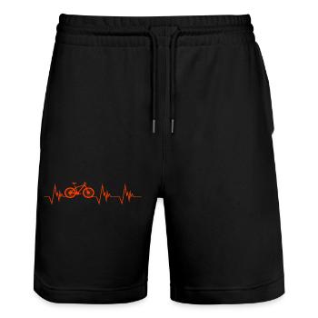 Fahrrad Herzschlag Ekg Rennrad - Stanley/Stella Unisex Bio Joggingshorts Trainer  - Schwarz - Vorne - Nik (191cm) & Marisol (170cm)