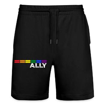 Stolze Verbündete Bars Gleichberechtigung LGBTQ Regenbogenflagge Homosexuell - Stanley/Stella Unisex Bio Joggingshorts Trainer  - Schwarz - Vorne - Nik (191cm) & Marisol (170cm)