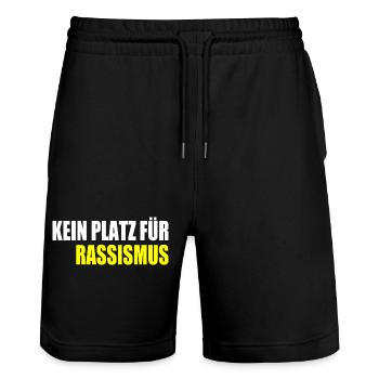 kein platz für rassismus - Stanley/Stella Unisex Bio Joggingshorts Trainer  - Schwarz - Vorne - Nik (191cm) & Marisol (170cm)