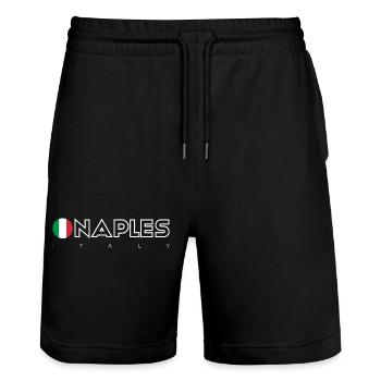 Naples Flag Circle Typography - Stanley/Stella Trainer Unisex Organic Jogging Shorts - black - Front - Nik (191cm) & Marisol (170cm)