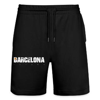 Barcelona Bold Distressed Typ - Stanley/Stella Unisex Bio Joggingshorts Trainer  - Schwarz - Vorne - Nik (191cm) & Marisol (170cm)